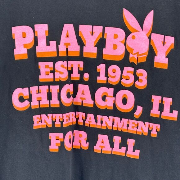 RARE Official Playboy Magazine Relaunch Black Tshirt Entertainment for All - Picture 2 of 4